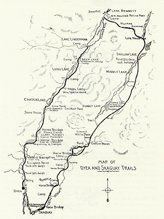 map of white and chilkoot pass trails