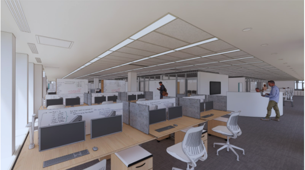 Allen Library conceptual design showing workstations